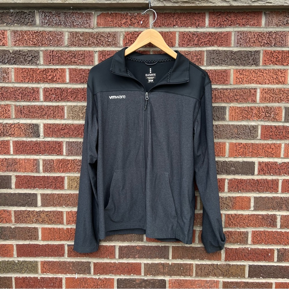 Elevate Dark Gray and Black Full Zip Athletic Jacket